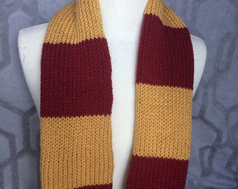 Gryffindor Hogwarts Scarf, Kansas City Chiefs scarf, Harry potter scarf, 49ers scarf, Hand knit, other house scarves too! striped scarf