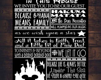 Download WE DO DISNEY House Rules Sign Sale Art Print Canvas