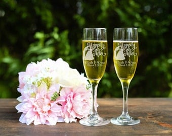 Cinderella Toasting Flutes - Happily Every After Toasting Flutes - Champagne Flutes