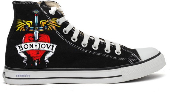 Bon Jovi HandPainted Converse Shoes. by PaintYourChucks Bon Jovi HandPainted Converse Shoes. by PaintYourChucks