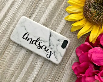 White Marble Phone Case with Script Name | iPhone 7 | iPhone 7 Plus Case | Samsung Galaxy S7 S6 Edge | Personalized | Gift
