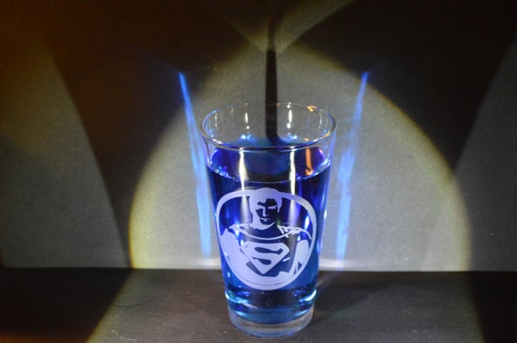 Superman engraved in a pub Glass!