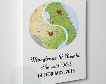 Engagement gift map, Engagement gifts for couple, Engagement gifts for best friend, Engagement gifts for her, Engagement gift, RockinCanvas