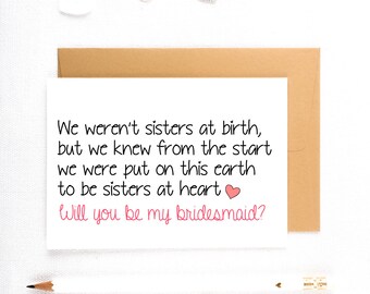 Cute bridesmaid Card, Sister Bridesmaid Card, Bridesmaid Proposal, Be My MOH, Be My bridesmaid, Be My maid of honor, Proposal Cards