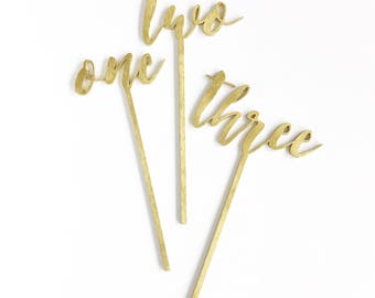 Calligraphy Script Wood Table Numbers for Wedding or Special Event.