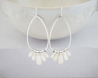 Silver Tribal Pendant Earrings