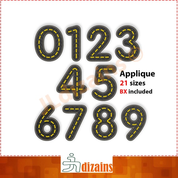 road applique numbers road number embroidery birthday number