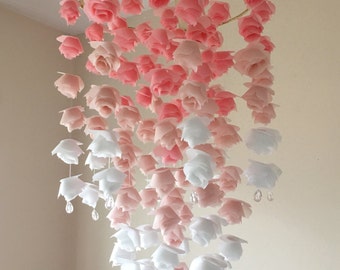 Rose Baby Mobile - Rosebud Chandelier Rose Mobile - Baby Mobile - Baby Girl Mobile - Nursery Mobile - Baby Shower Gift - Ceiling Mobile