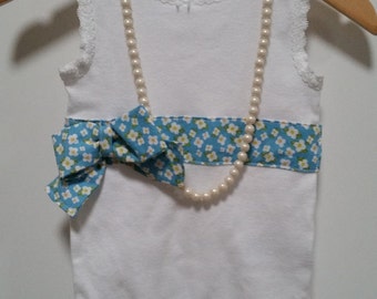 BOWED BODYSUIT One of a Kind Onesie Infant Creeper Babies Toodlers Twelve Months Little Girls Floral One Year Olds Birthday Photo Props