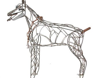 Metal dog sculpture