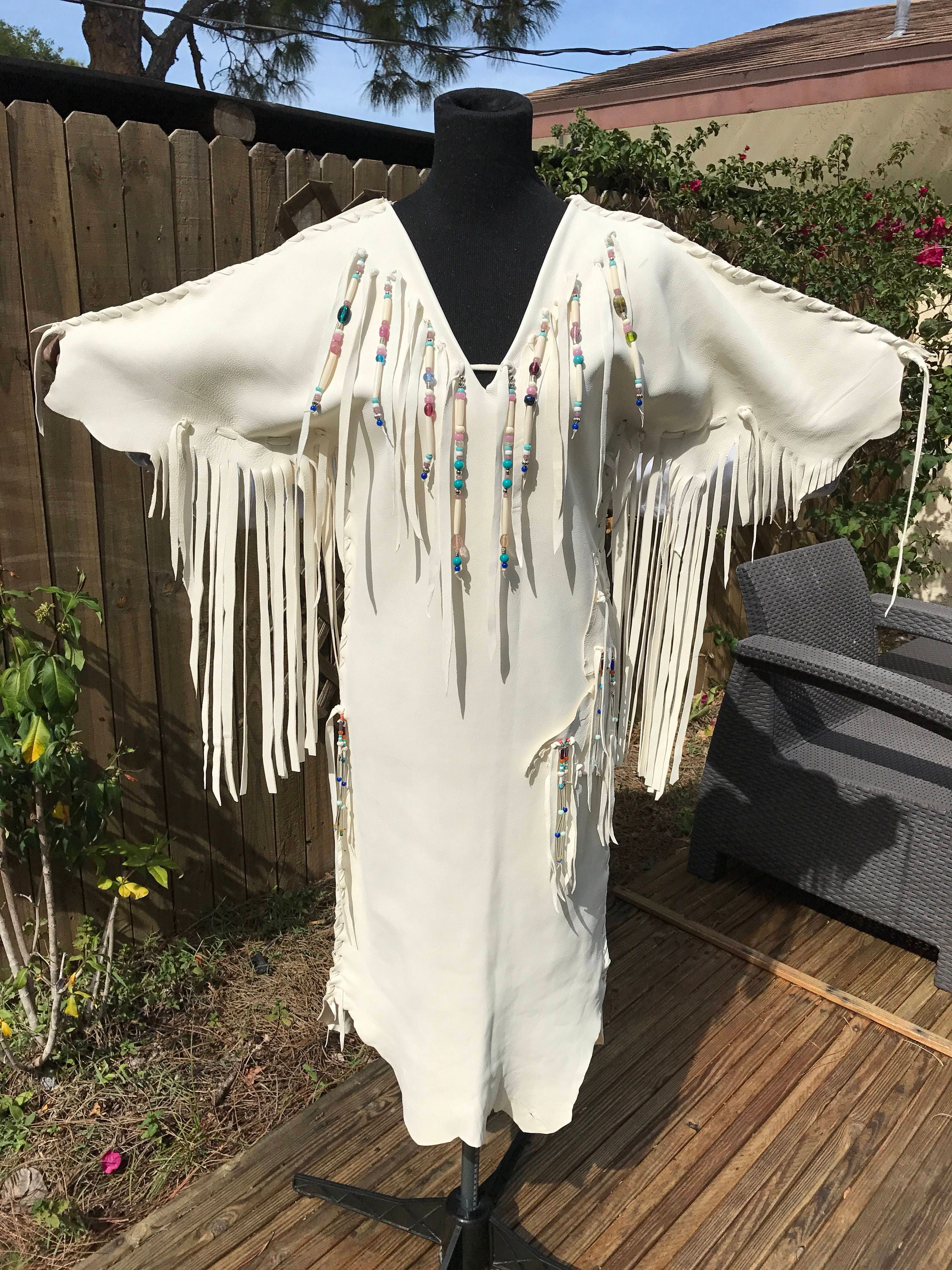 Deerskin Leather Wedding Dress Native American Style Handmade