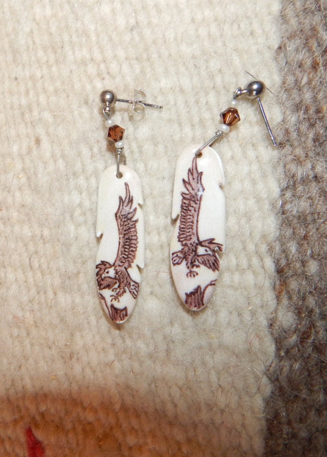 Native American Jewelry Eagle hand painted sterling