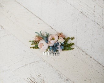 Romantic hair comb Peony and blueberries Flower hair comb Hair comb inspired by autumn Wedding comb Bridal hair fashion accessories