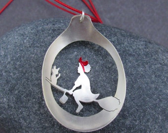 Kiki's Delivery Service Necklace, Full Moon Necklace, Spoon Necklace, Handmade, Studio Ghibli, Kawaii Necklace, Cat Necklace, Jiji Necklace