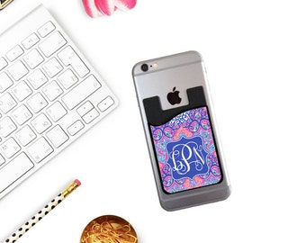 Monogrammed Phone Caddy, Lilly Inspired Cell Phone Card Holder, Personalized Wallet, Phone Wallet, Lilly Cell Phone Caddy, Lilly Phone Caddy