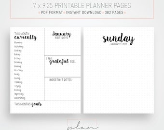 Printable 2017 Planner, Dotted pages, Bullet journal, Printable organizer, Fit Mambi Classic, Minimal planner pages, Fit Happy planner