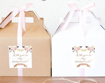 Will you be my Maid of Honor box / Will you be my bridesmaid gift box / Bridal Party favor boxes / Ask Bridesmaid Box GBW-93
