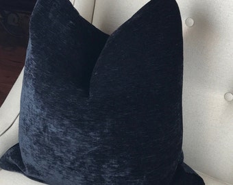 Black Chenille Pillow Cover, Chenille Decorative Throw Pillow, Housewares Decor, Black Cushion Cover, 0022