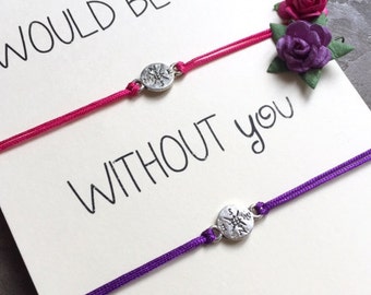 Friendship Bracelet Set, Compass bracelet, Friendship Bracelet , Lost without you, Best Friend Gift, Matching Friendship bracelets, A29
