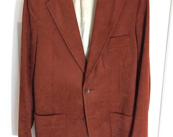 1970's Men's Lester's Orange/Brown Blazer/Sport coat