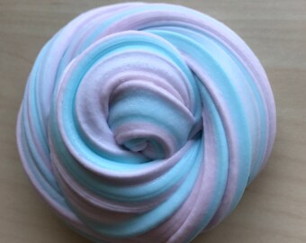 8oz. BIG ULTIMATE Bubblegum Cotton Candy Blue and Pink Pastel Fluffy Slime + Activator Powder!