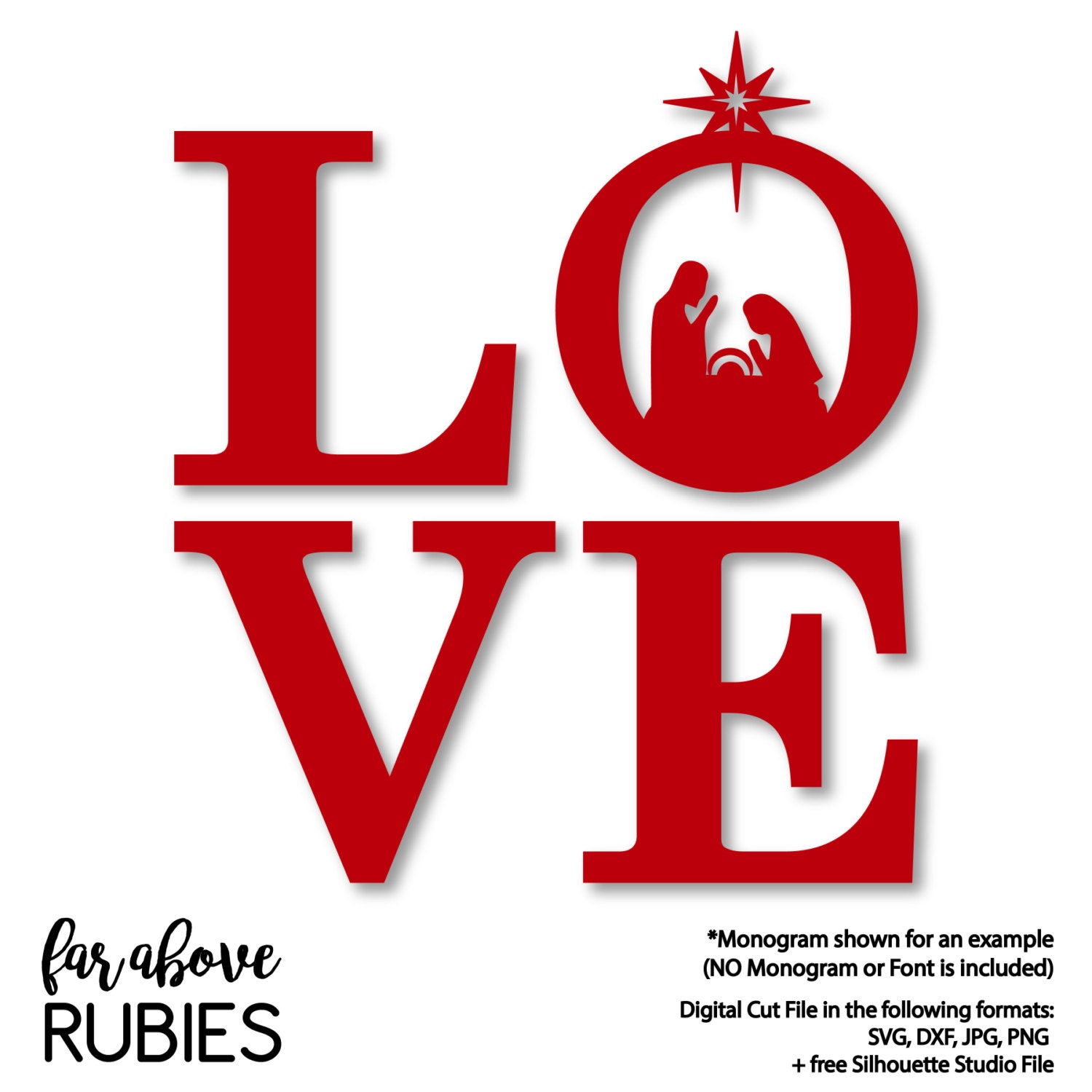 Download Christmas LOVE Nativity Word Art SVG DXF png jpg digital