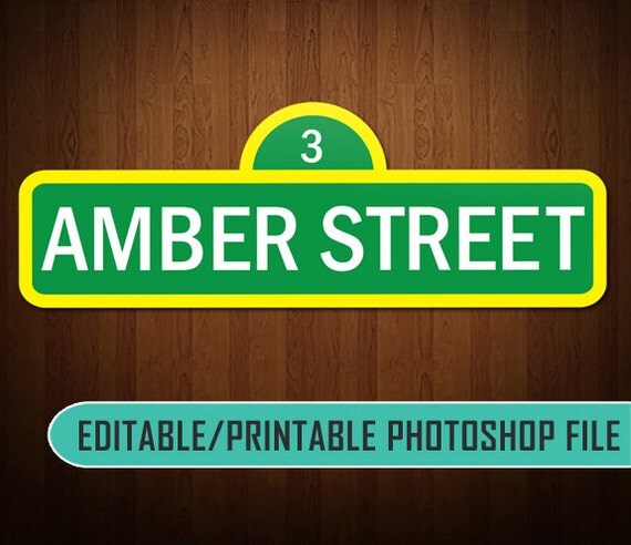 Digital Sesame Street Sign Editable Photoshop Compatible