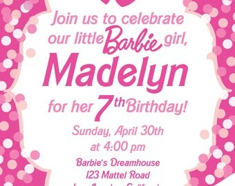 Barbie Birthday Party Invitations