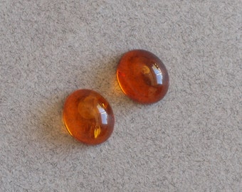 Amber Cabochon Pair - Amber - Cabochon Pair - Amber Earring Cabochons - Earring Cabochon Pair