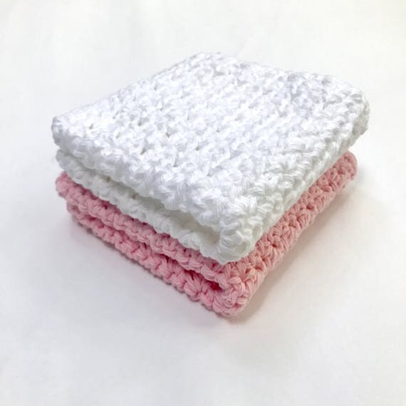 Wash Cloth Set of 2 Cotton Washcloth Crochet Washcloth