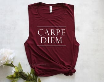 Carpe Diem muscle tank top, womens gym tank, womens workout top, exercise tank top, fitness tank top, cute gym tank top, lifting tank