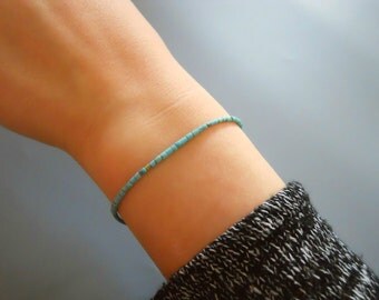 Thin Turquoise Bracelet, Delicate Turquoise Beracelet, Minimal Layering Turquoise Bracelet, Turquoise Beads Bracelet, Beads bracelet, #513
