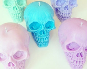 Large Skull candle - 100% soy wax - vegan candle - skull decor - pastel skull candle - wedding centrepiece