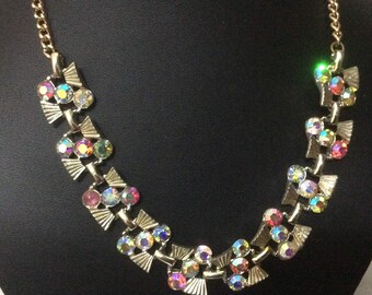 Vintage 1950's aurora borealis rhinestone necklace