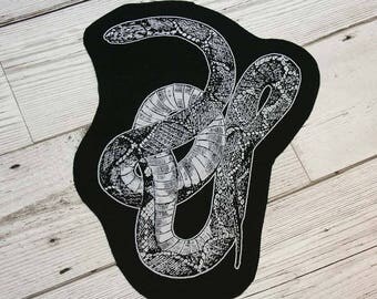 Snake patch - slytherin patch, serpent sew on punk patch, cobra rock nu goth rock patch, animal occult patch, reptile screen print patch