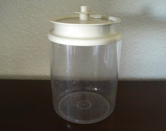 Tupperware Clear Storage Canister 1483 Ivory Lid – 10 Cup Capacity