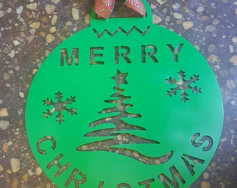 Christmas door hanger or wreath, Christmas ornament door hanger made from metal