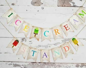 Ice Cream Party Decorations, Ice Cream Stand Banner, Popsicle Garland, Summer Birthday Party, B541
