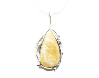 Yellow Amber Pendant, Amber Pendant, Amber Necklace, Baltic Amber, Amber Jewelry, Genuine Amber, Stone Pendant, Large Pendant, Yellow Stone