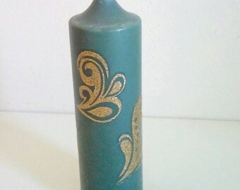 Craft candle scent of green and black coffee Brazil with golden decorations