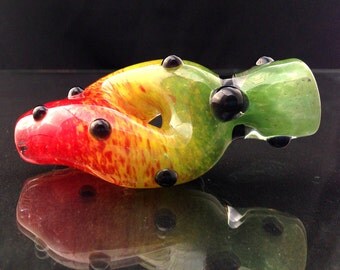 Glass Chillum Twisted Rasta, DNA Glass Smoking Pipe, Rasta Glass Pipe