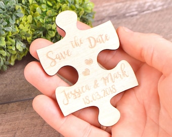 Wood Save-the-Date magnet puzzle Save the date wooden magnets Save-the-Date Puzzle Save The Date rustic wooden save the date jigsaw Invite