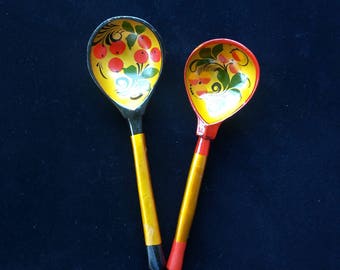 Wooden Spoon - Hand Painted Spoon - Folk Art Spoon - Khokhloma Spoon - Wooden Utensils - Colorful Spoon - Russian art - Folk Art Decor