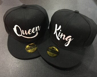 King and Queen embroidered snapback caps, hats, for couples, bachelor, bachelorette combo PRICE FOR 2 HATS