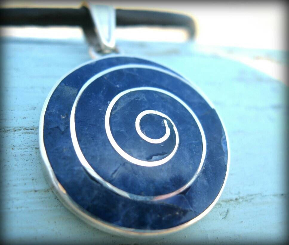 Pachamama peruvian necklace blue spiral symbol mother earth