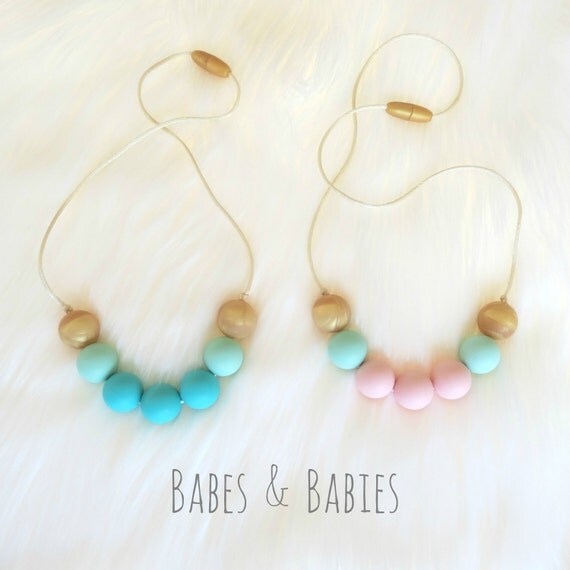 Toddler Girl Necklace Silicone Teething Necklace Nursing