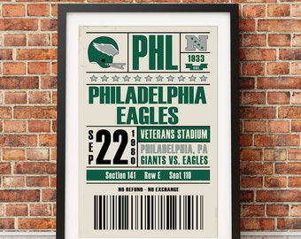 Philadelphia Eagles Retro Ticket Print