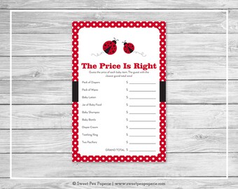 Ladybug Baby Shower Price Is Right Game - Printable Baby Shower Price Is Right Game - Ladybug Baby Shower -Price Is Right Game - SP140