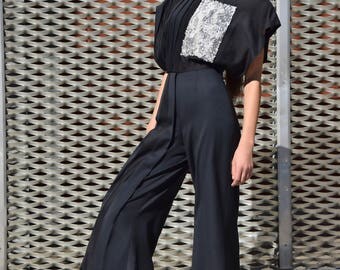 Jumpsuit fresh wool/pantsuit/pants black/silk jumpsuit 50% discount