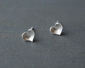 Heart Studs, Tiny Heart Studs, Silver Hearts, Tiny Studs, Valentine's Day, Gift, Love, Silver Studs, Simple Heart Studs